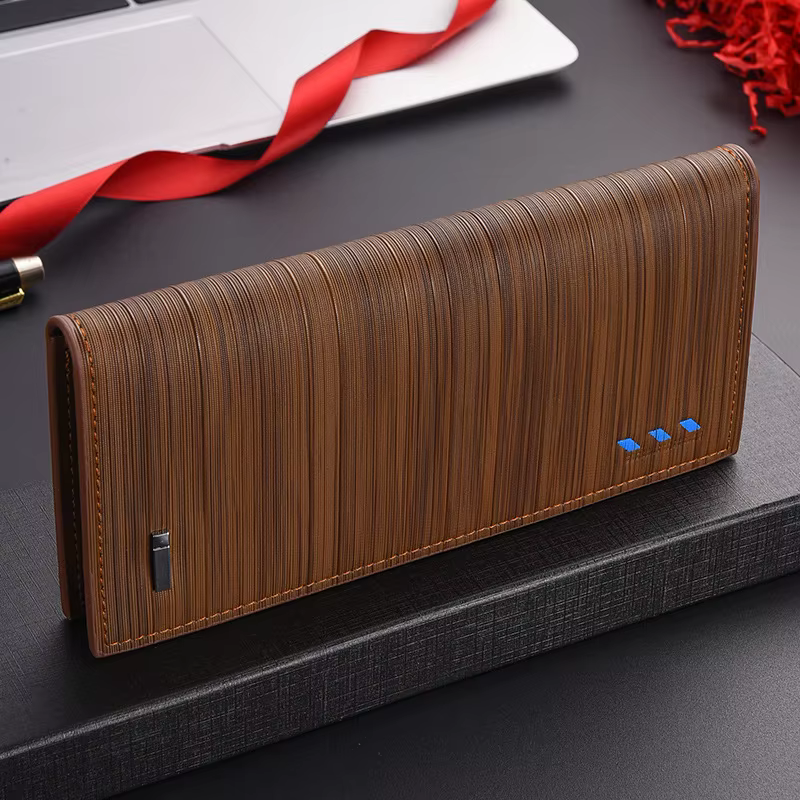 Nouveau Long portefeuille couleur café chéquier Style hommes grande capacité PU rétro