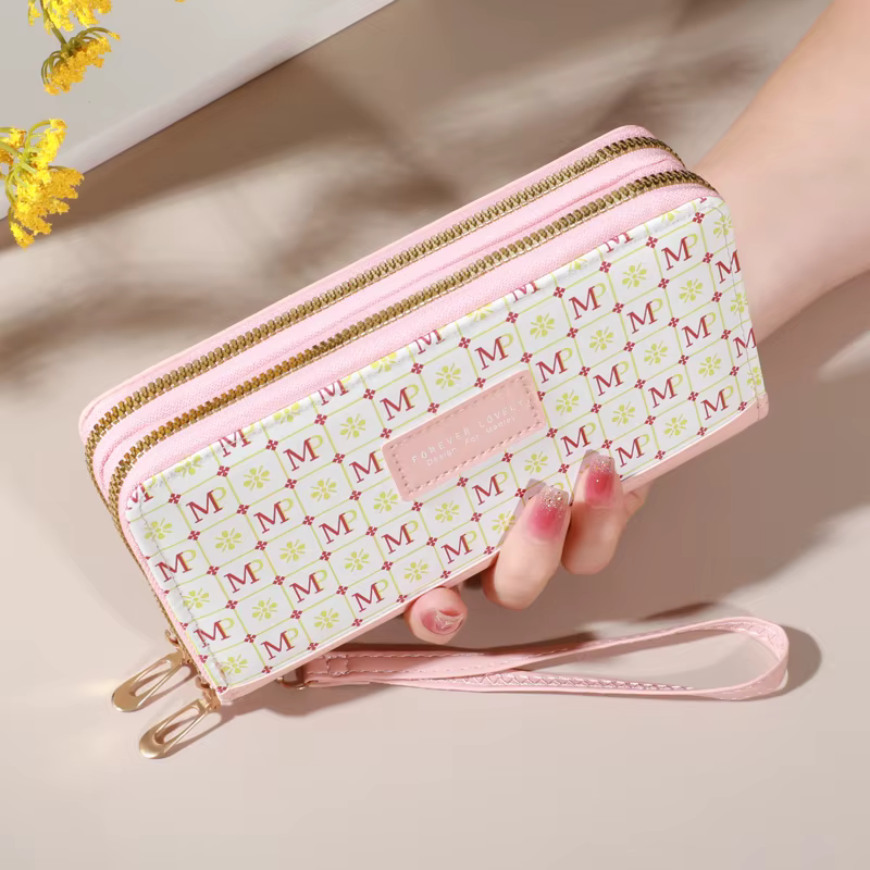 Portefeuille long en cuir PU pour femme