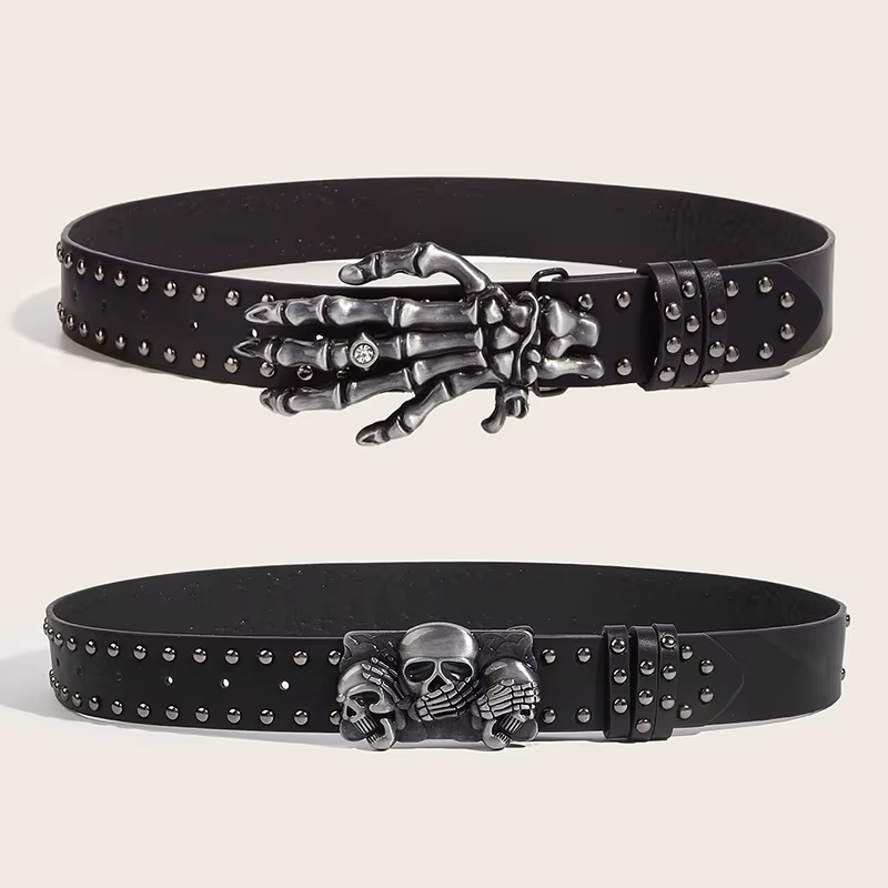 Desinger ceintures pour femmes de haute qualité marque de luxe Punk Goth Rivet noir jean unisexe hommes ceinture patte