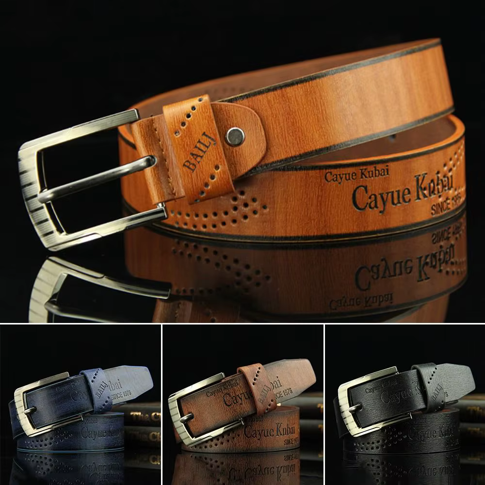 Ceinture en cuir pour hommes lettre imprimée luxe classique boucle affaires Cowboy Vintage