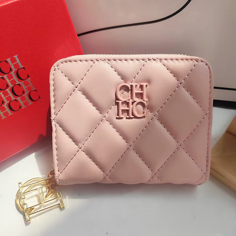 CHCH – portefeuille court de couleur unie pour femmes