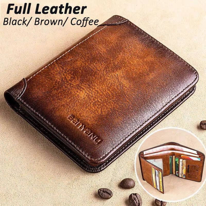Portefeuille en cuir véritable pour hommes