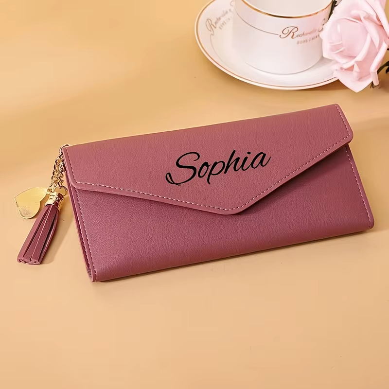 Portefeuille long personnalisable pour femme avec lettres
