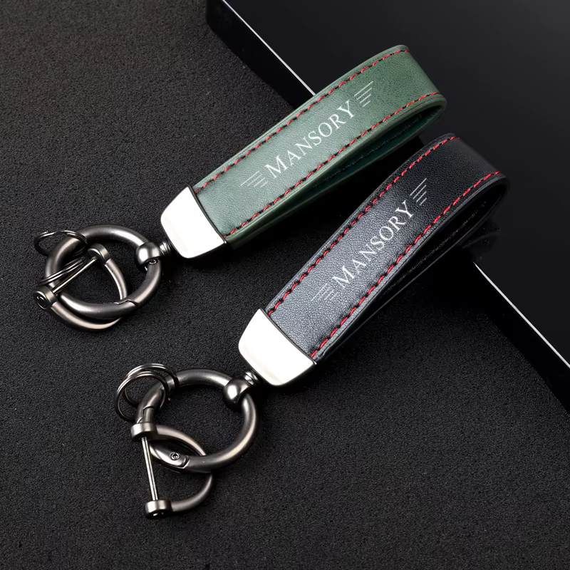Porte-clés en cuir de luxe avec logo