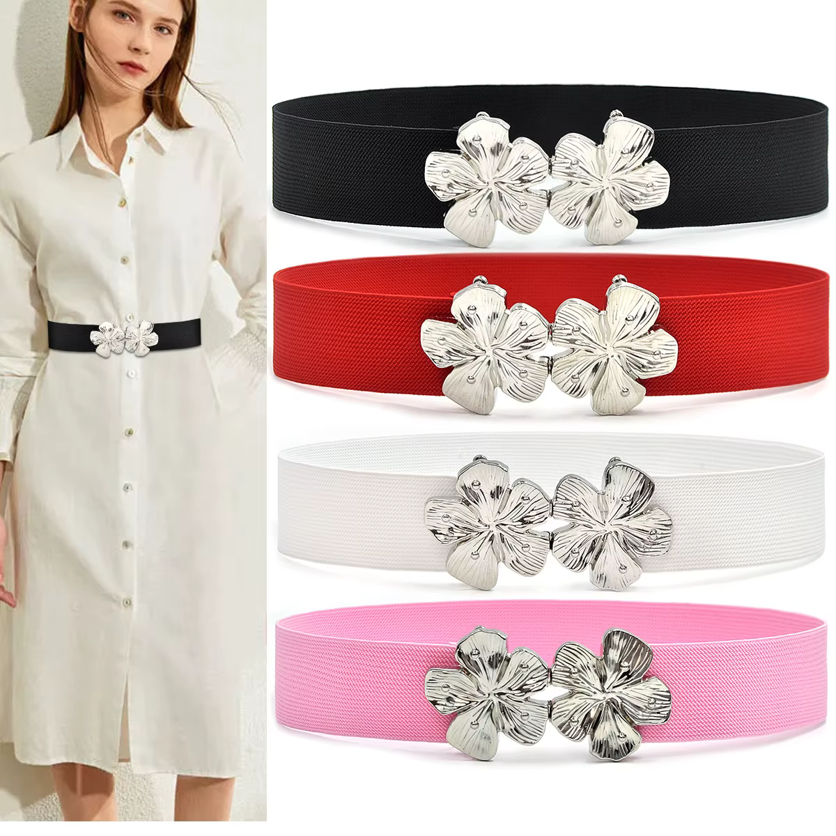 Ceinture élastique à la taille pour femme