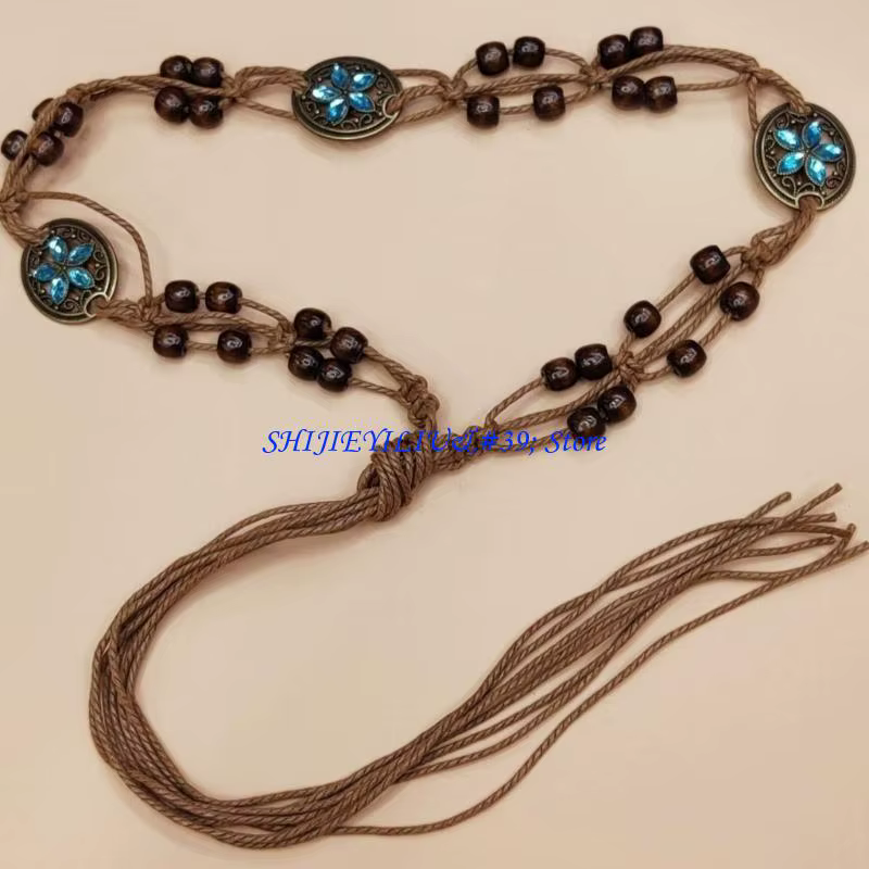 E21F – ceinture taille tressée en corde coton