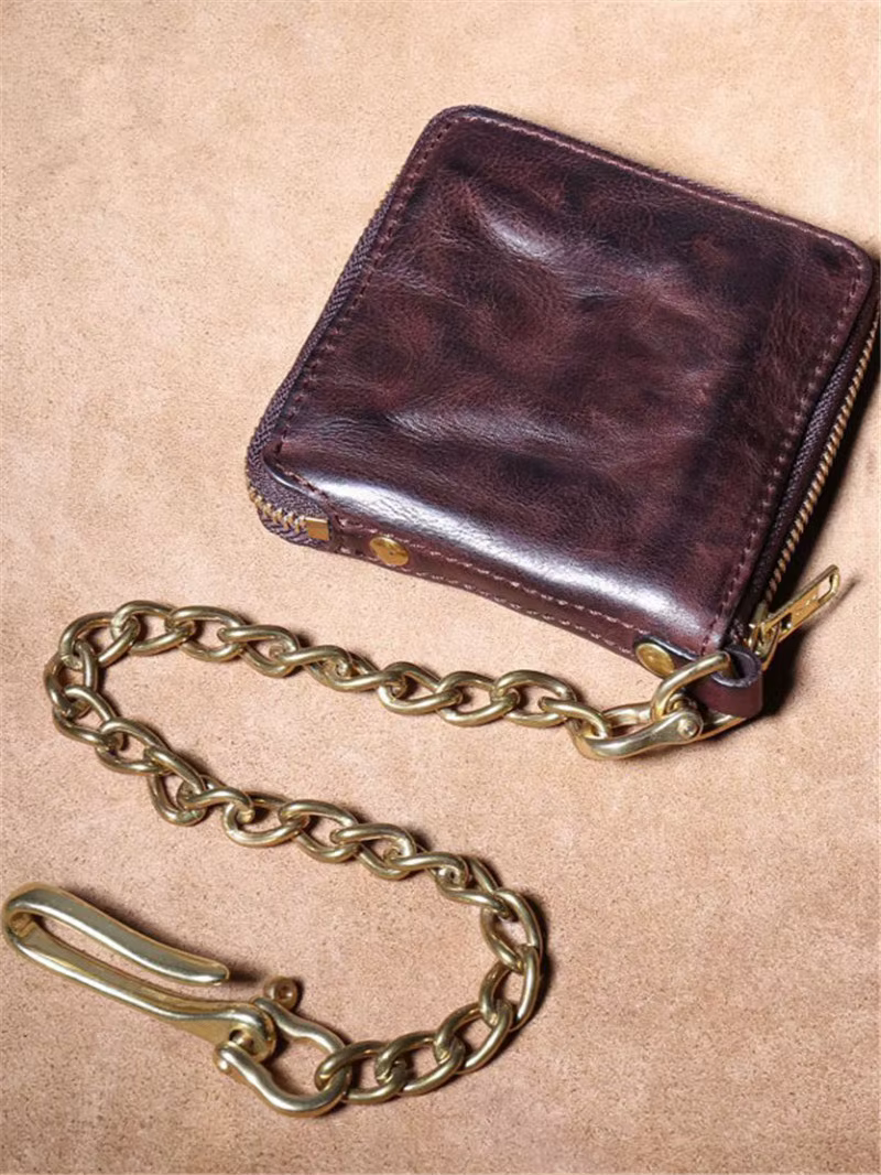 Portefeuille à chaîne en cuir de vache pour hommes