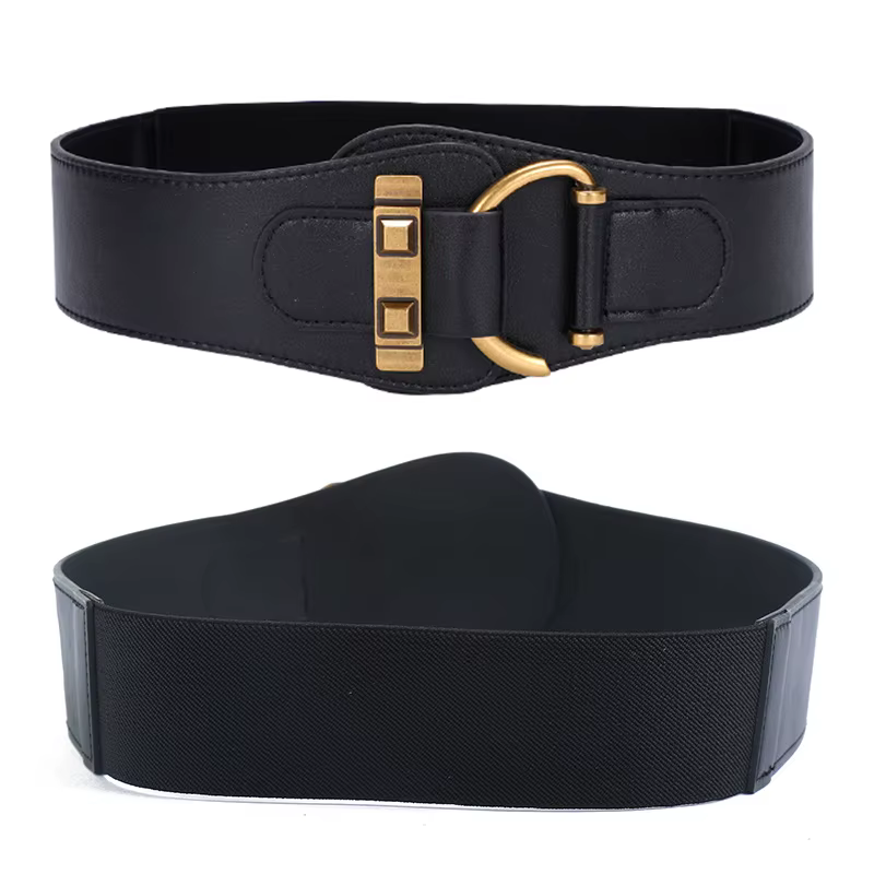 Ceinture Corset artificiel astique Noire pour Femme