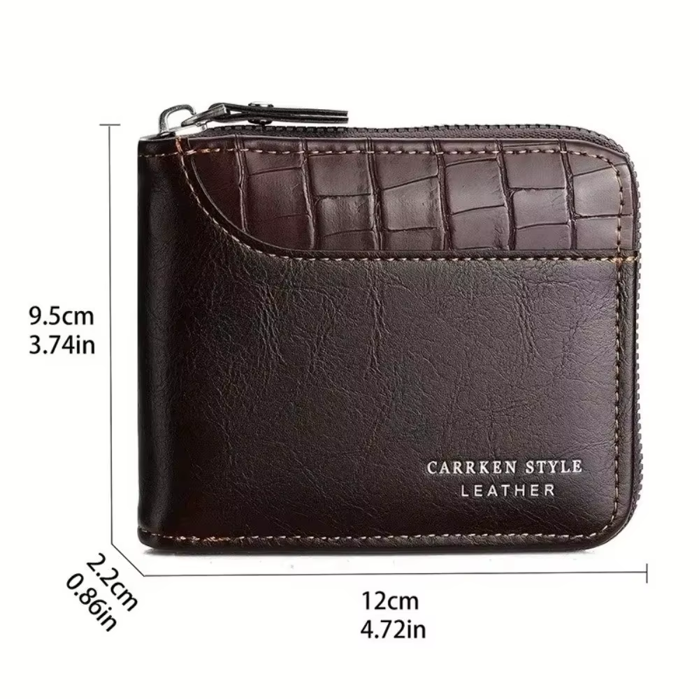 Nouveau portefeuille en cuir PU pour hommes fermeture éclair luxe