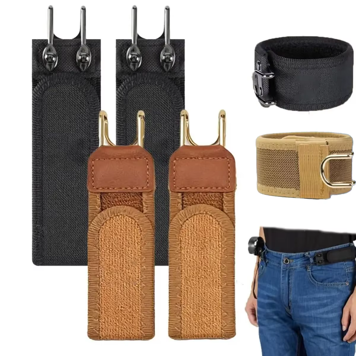 Ceinture élastique réglable en métal avec boucle invisible pour hommes et femmes