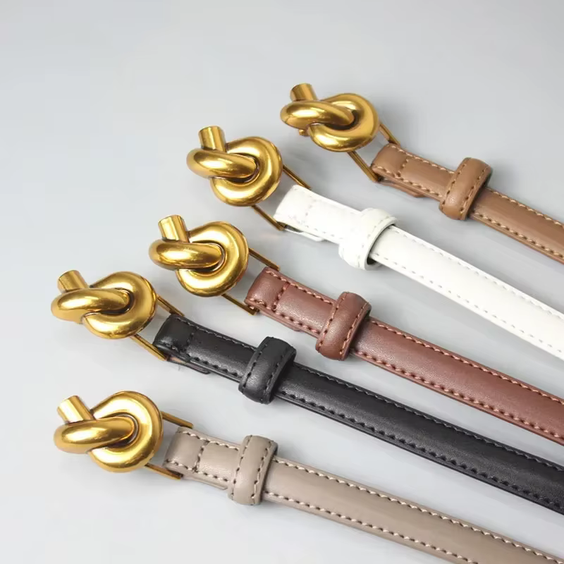 Ceintures à boucle de noeud de ceinture en cuir véritable de conception simple pour jeans habillés