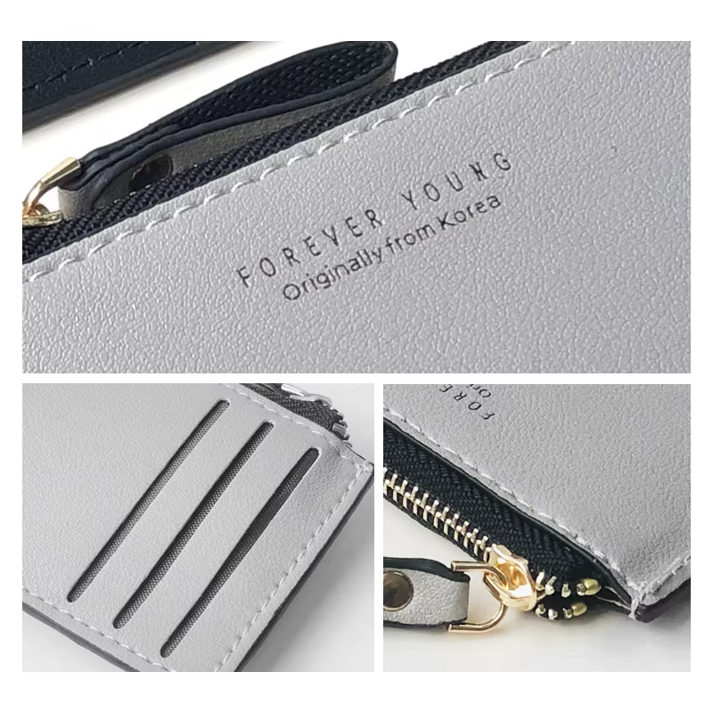Portefeuille en cuir mince pour hommes – Petit porte-carte de crédit avec porte-monnaie à fermeture éclair