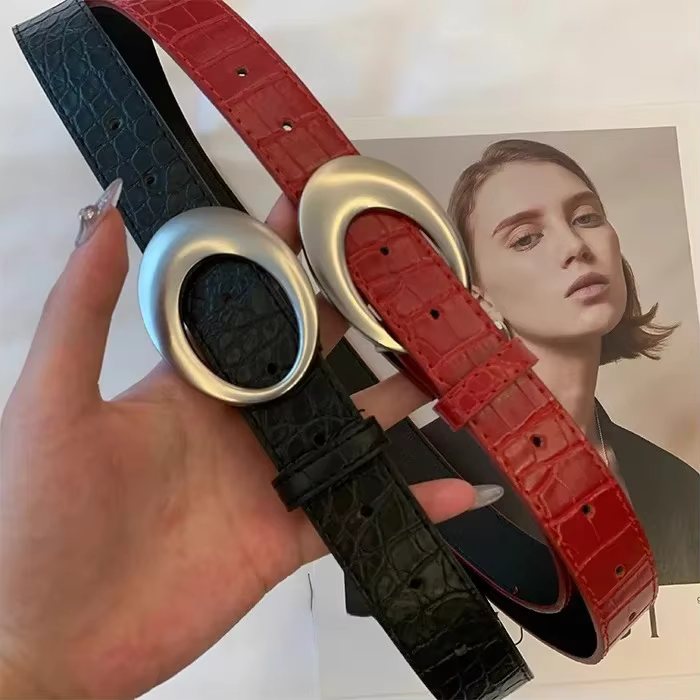Ceinture à motif crocodile classique vintage américain pour femmes