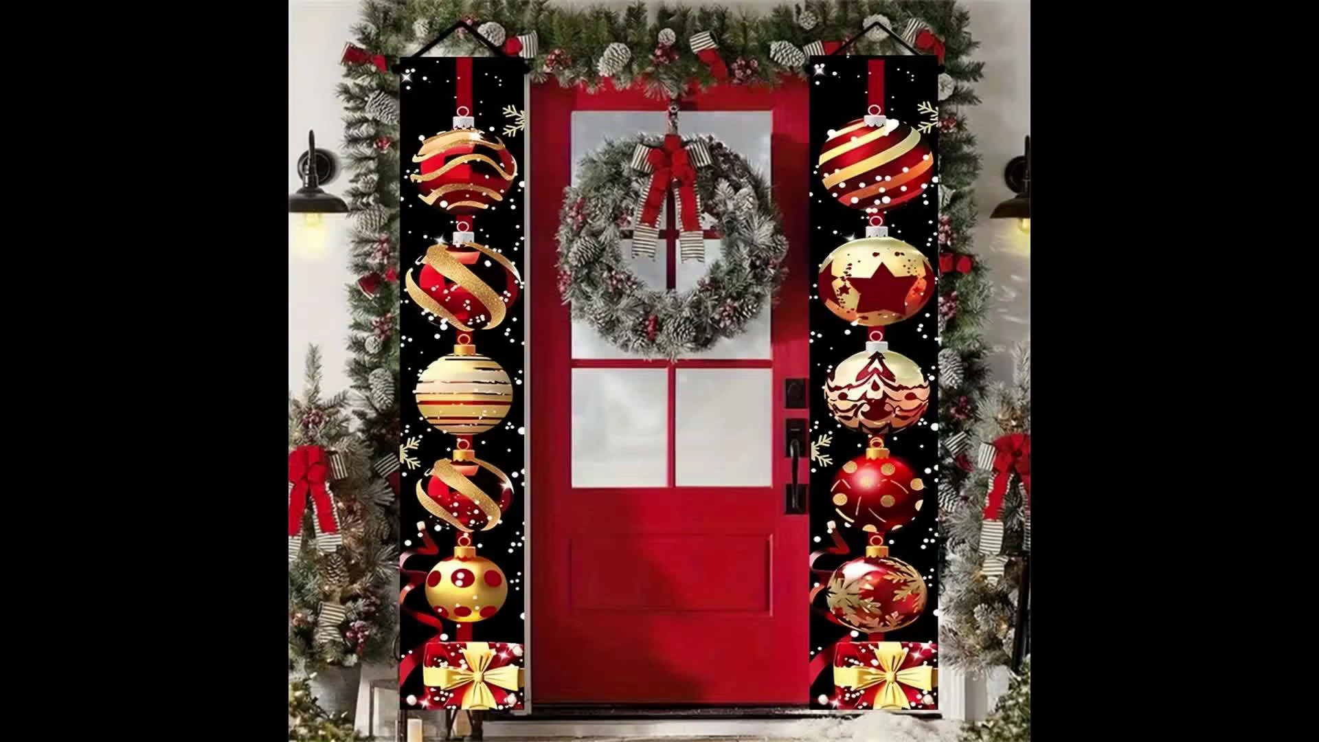Décorations de Noël 2D - Panneau de porte joyeux Noël pour la disposition de la scène de Noël, décoration de porte de Noël