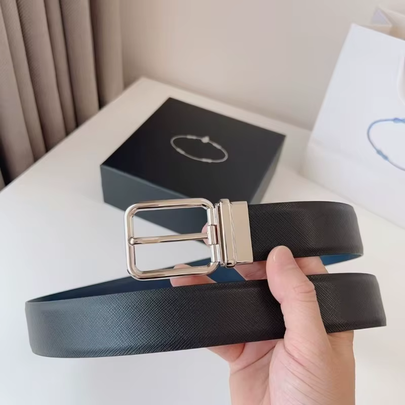 Nouvelle ceinture en cuir double face pour homme