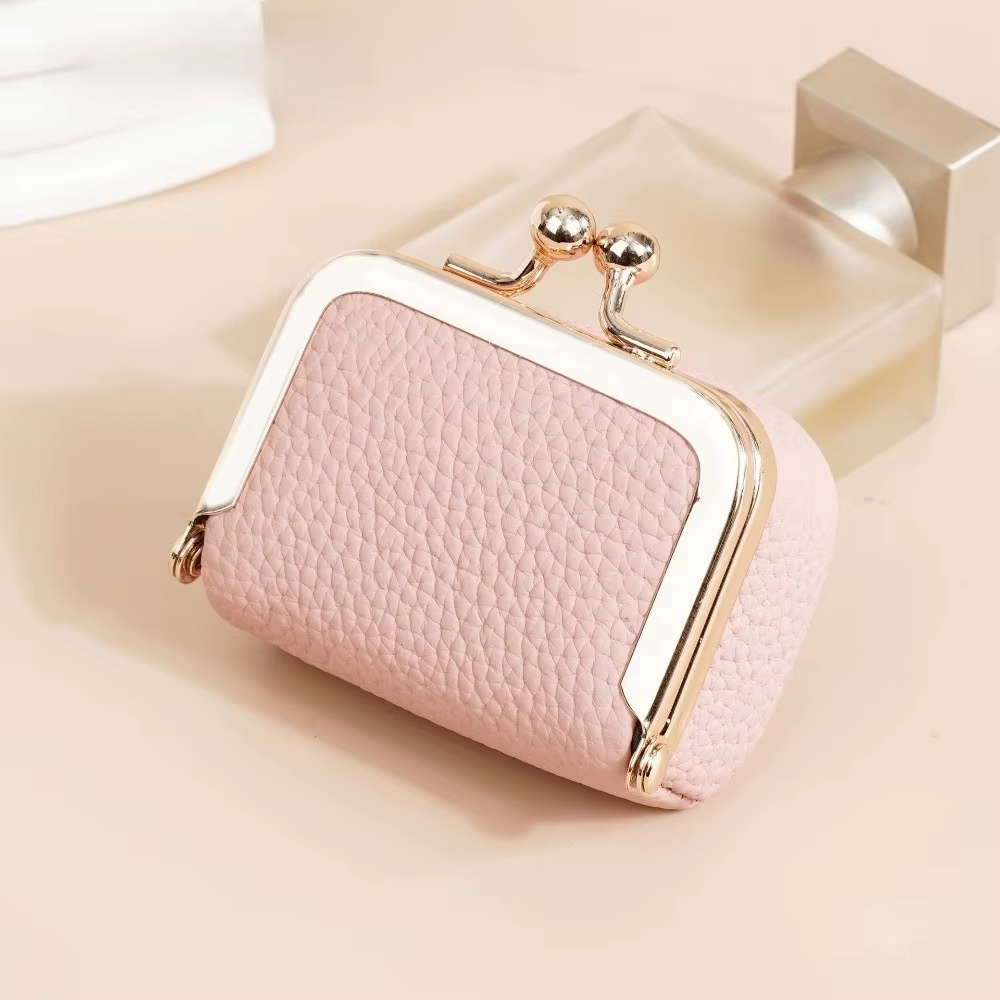 Portefeuille en cuir véritable avec serrure à baiser
