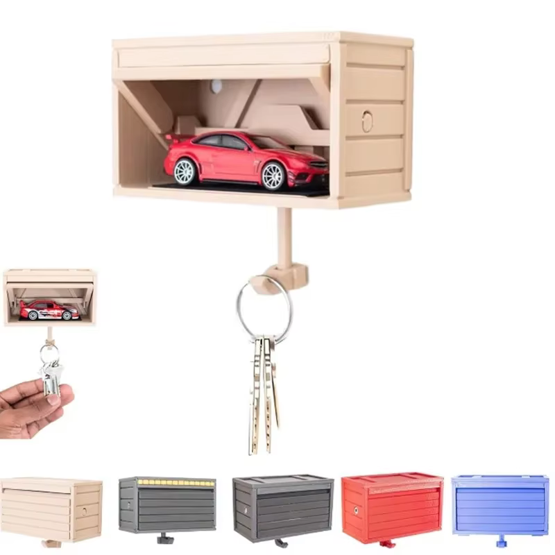 Porte-clés pour garage automobile, avec design de porte à ouverture et fermeture, permet de gagner de la place, robuste et durable, adapté aux passionnés d'automobiles, créatif.