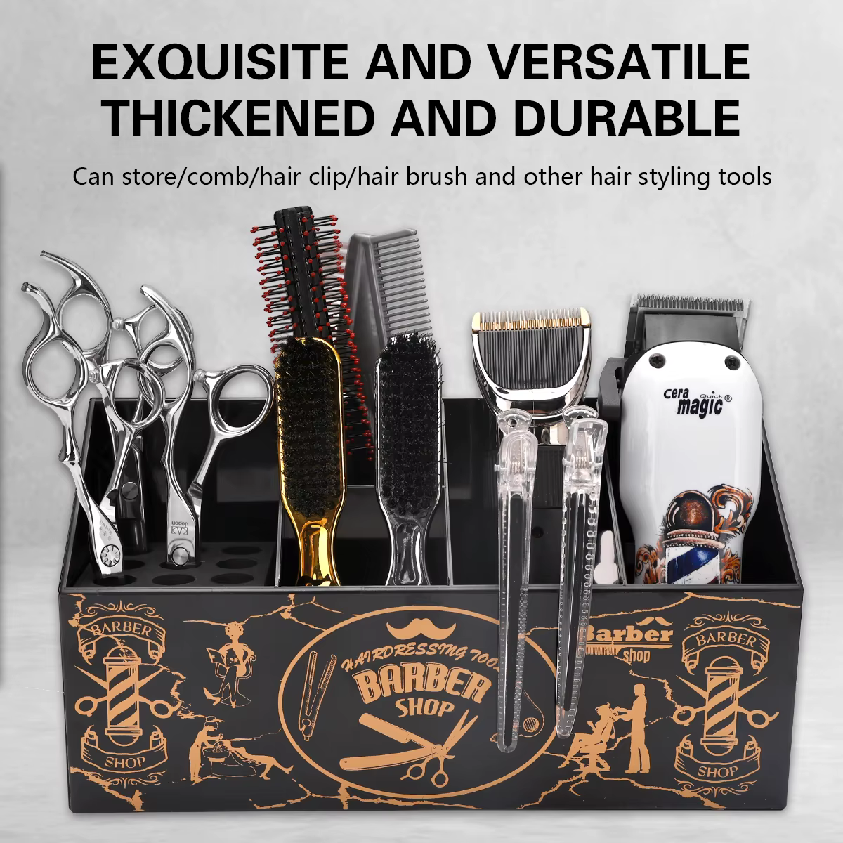 Support de barbier antidérapant multifonctionnel, peigne à cheveux, support de ciseaux, boîte à outils de coiffure, accessoires de salon de coiffure