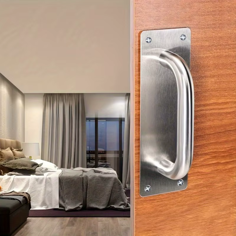 Poignée de porte coulissante de Style moderne, support en acier inoxydable argenté, placard de grange pour portes coulissantes, Base large pour une poignée améliorée
