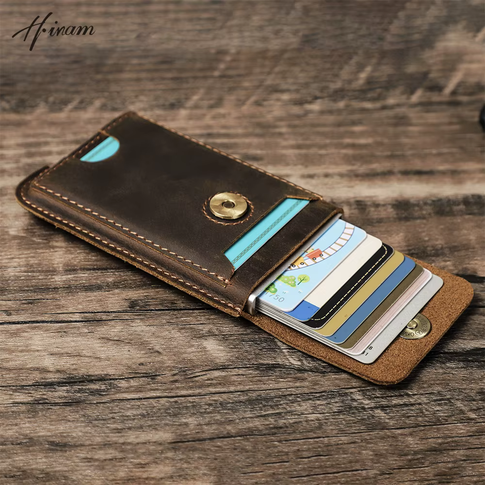 Hiram Vintage en cuir véritable RFID blocage porte-carte portefeuille pour hommes de luxe carte