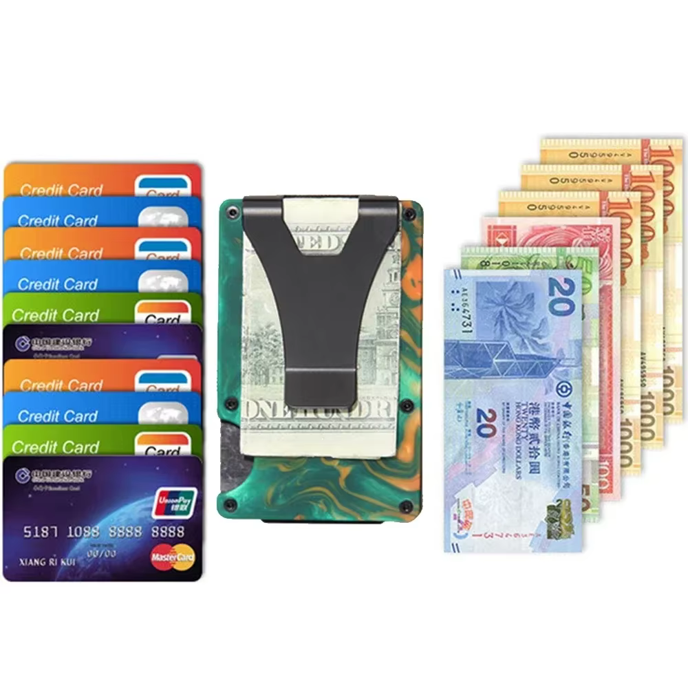 Portefeuille mince minimaliste pour hommes avec pince à billets