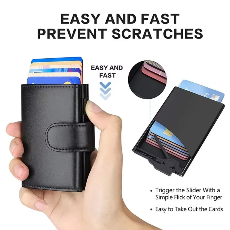 Portefeuille à trois volets anti-RFID pour hommes, porte-cartes, poche à monnaie, sacs d'argent, portefeuille intelligent, sac à main