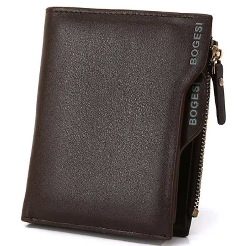 Portefeuille en cuir avec fermeture éclair pour homme