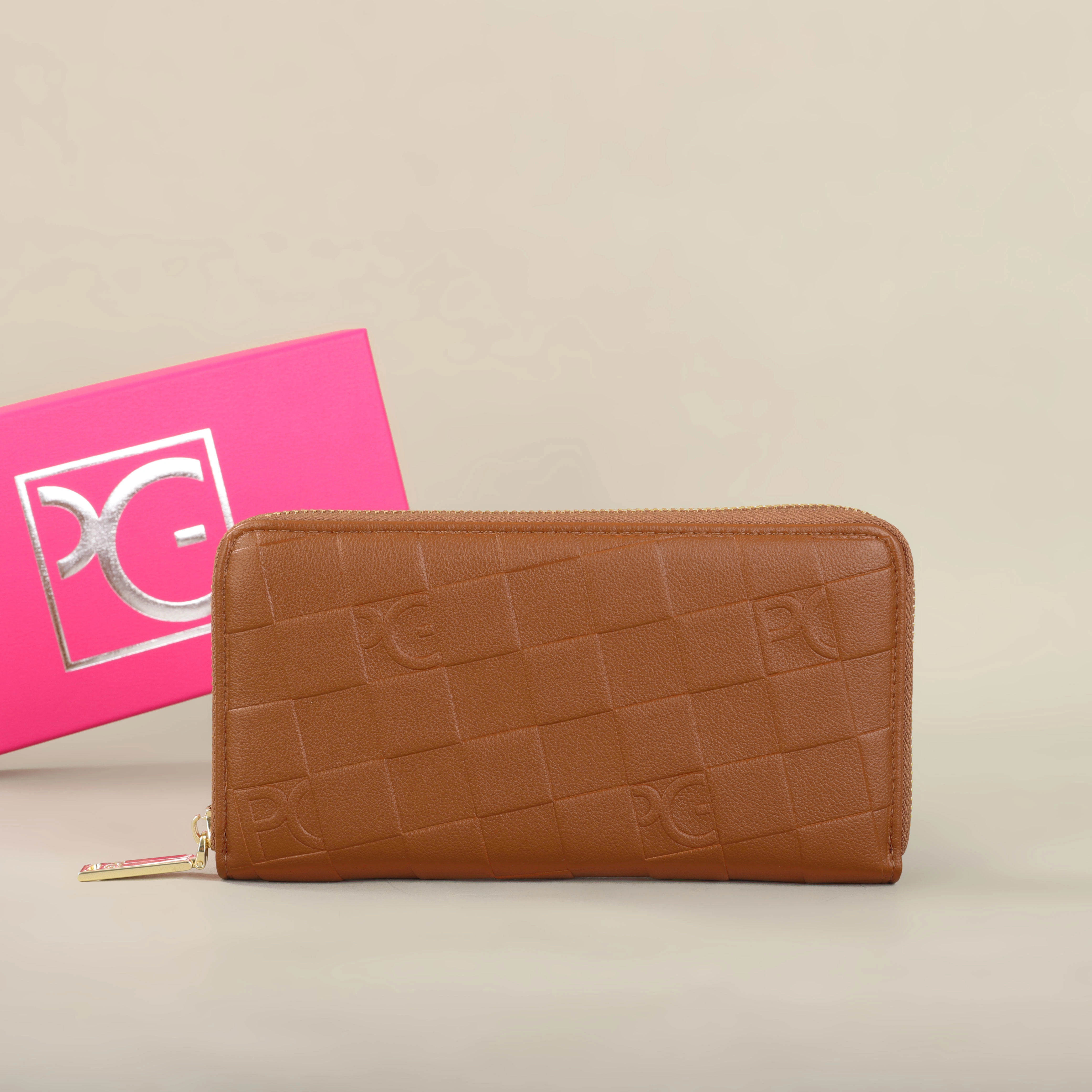 PG PATSY GARIS Portefeuille pour femme, grande capacité, porte-cartes rectangulaire avec fermeture éclair pour soirée