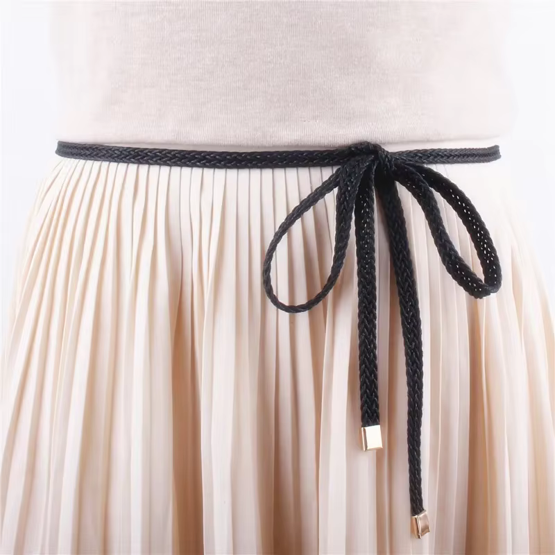 Ceinture à sangle tressée tissée avec ULnouée à la taille pour femme