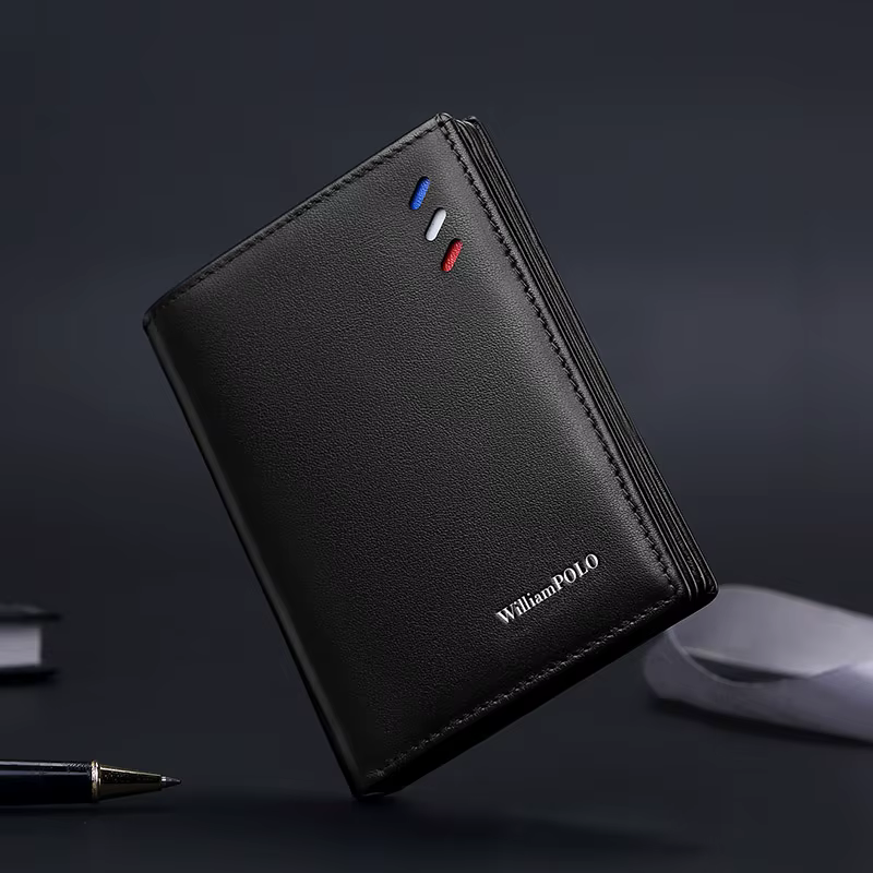 Portefeuille en cuir véritable pour hommes, porte-cartes de style court à la mode, pièce de monnaie multifonctionnelle d'hectare