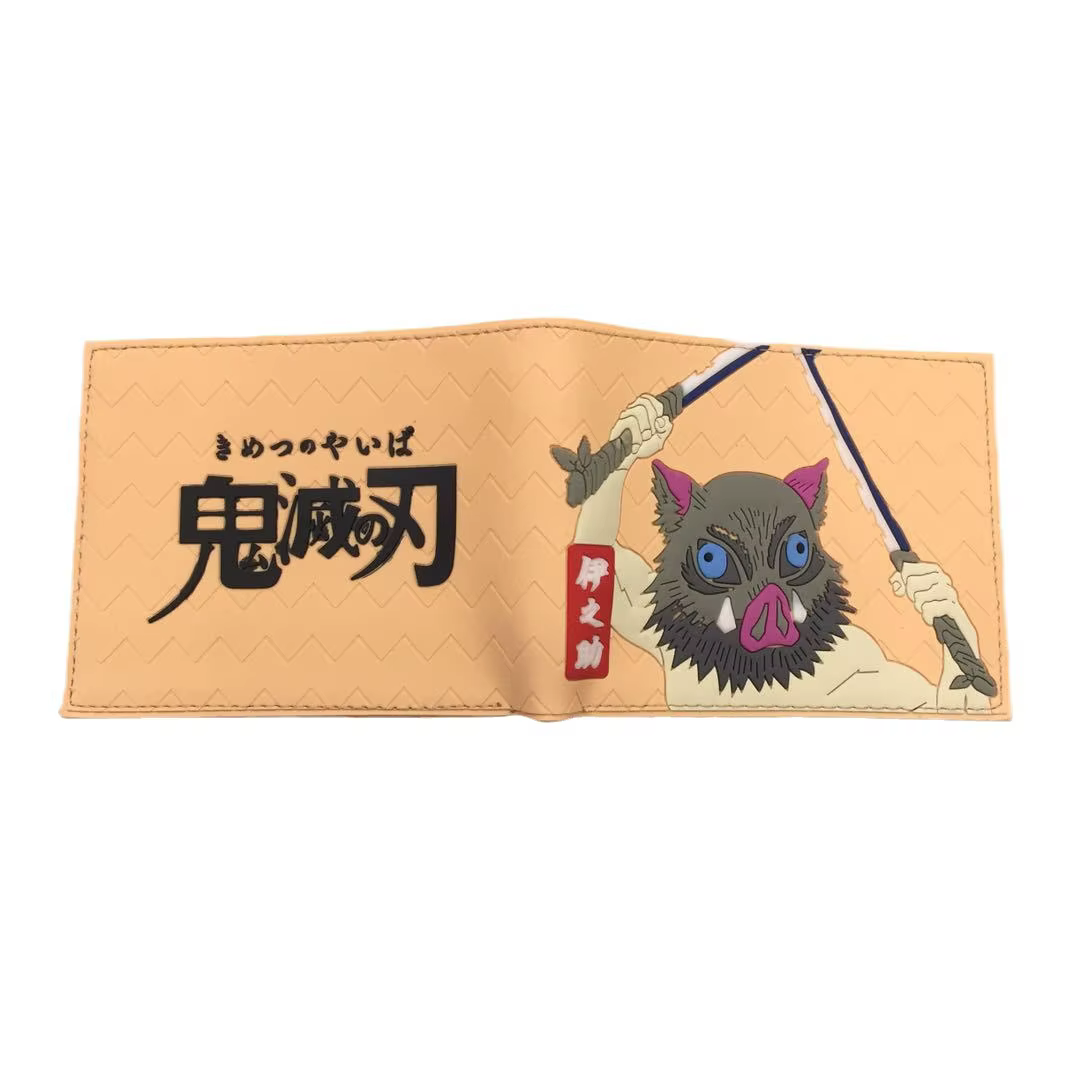 Portefeuille en PU de dessin animé Demon Slayer, porte-monnaie créatif Simple et pliable, carte multifonctionnelle, cadeau pour garçons