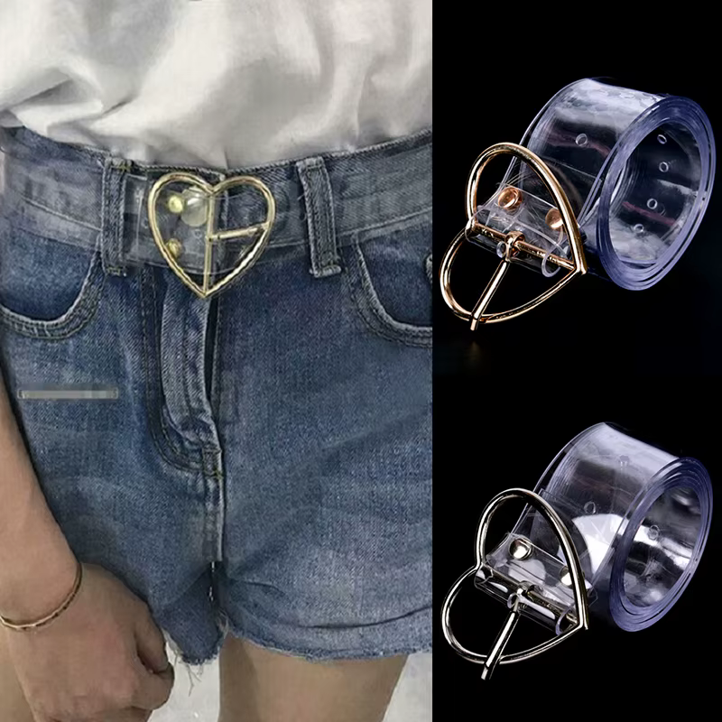 Ceinture Longue Transparente pour Femme, Broche en Forme de Cœur, Cadeau