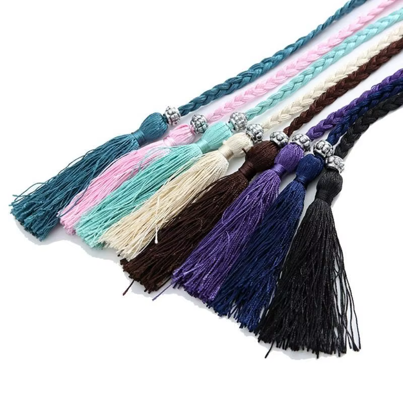 39BD – ceinture taille bohème pour femmes, glands délicats, décorations tressées pour robe d'été, ceinture taille