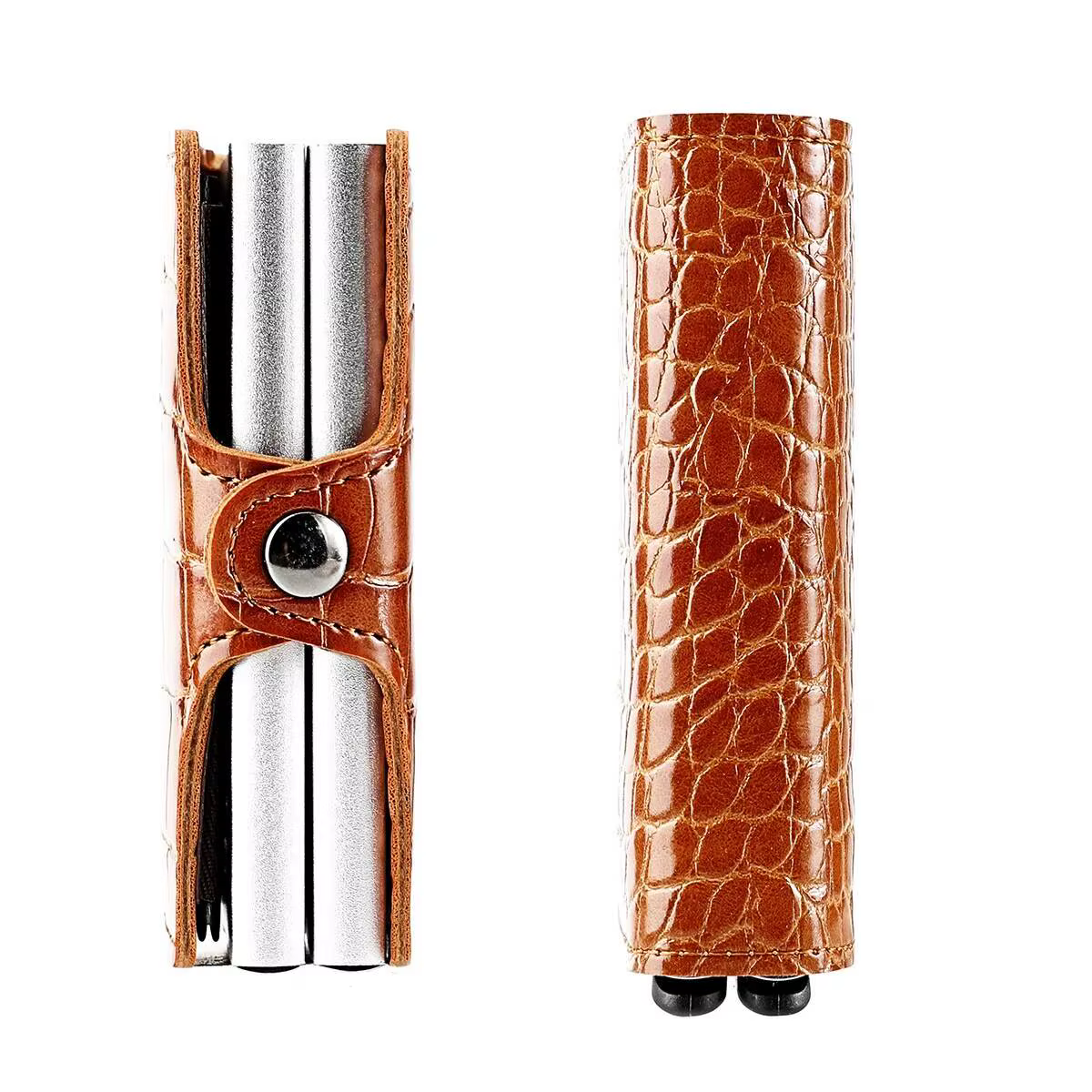 Porte-cartes en cuir verni Crocodile RFID pour hommes