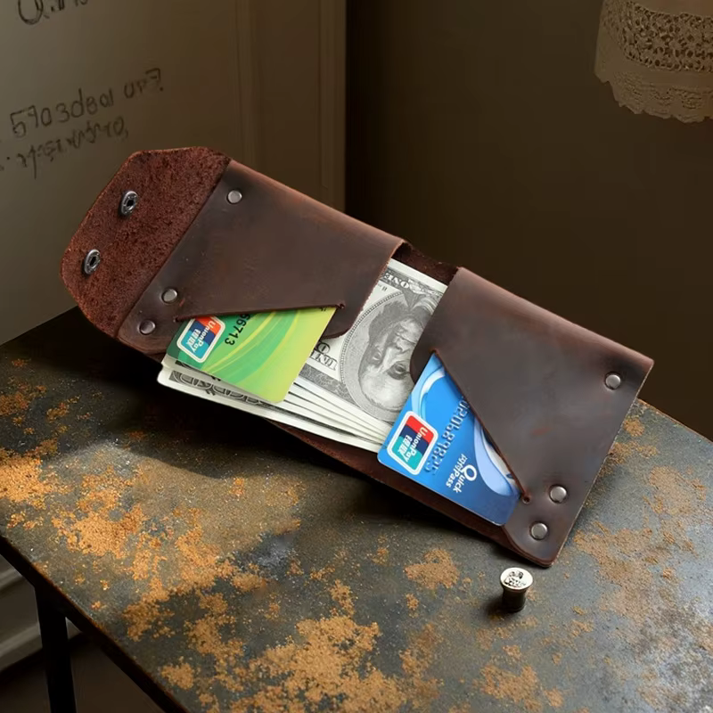 Portefeuille en cuir véritable fait à la main pour hommes