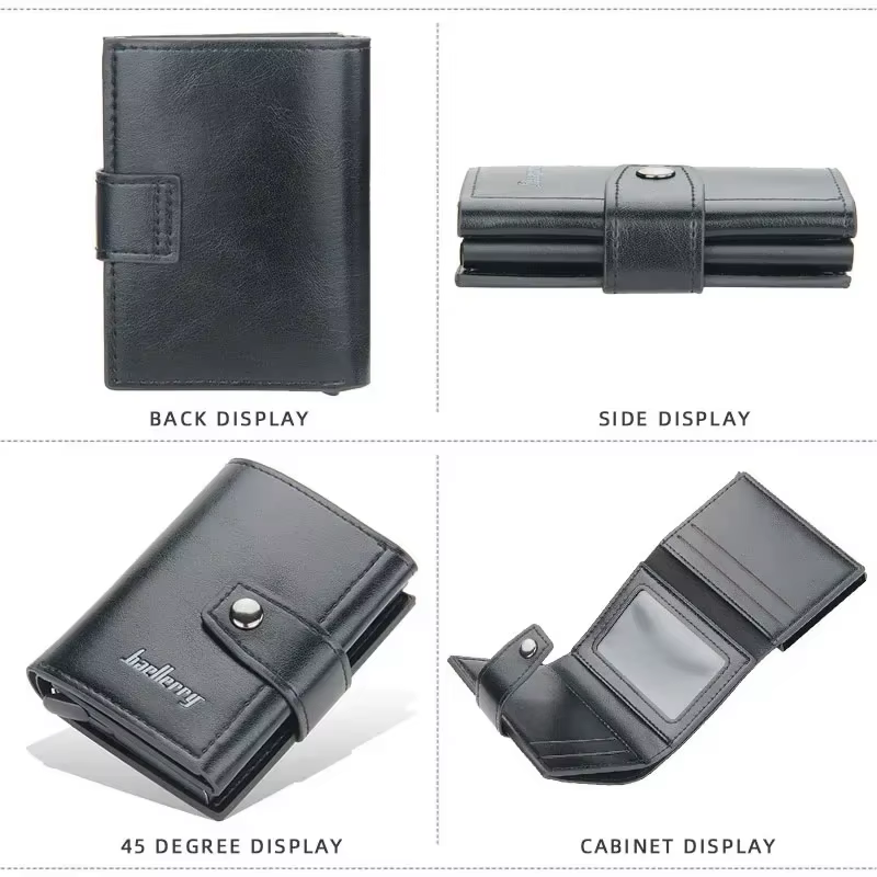 Porte-cartes personnalisé en aluminium pour hommes – Portefeuille en cuir PU bloquant RFID – Nom gravé pour cartes de crédit/banques et protection d'identité