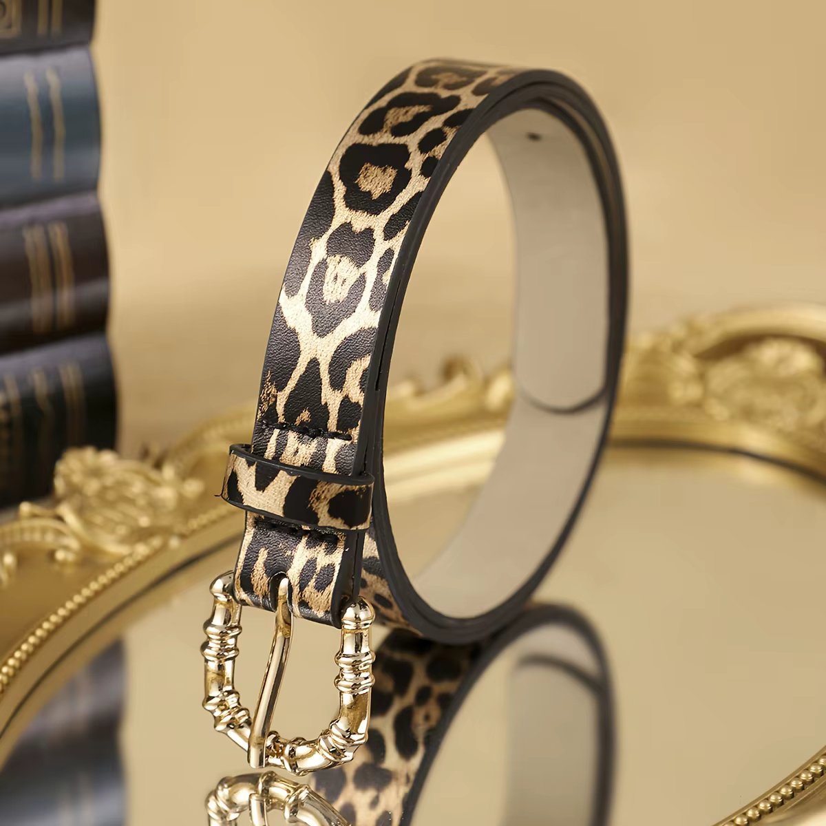 1 ceinture en PU à imprimé léopard pour femme
