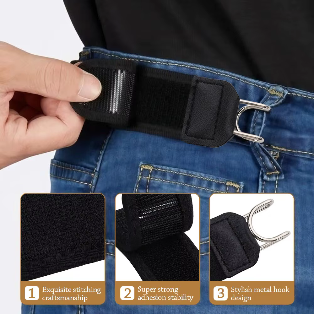 Nouveau Crochet de ceinture sans boucle unisexe