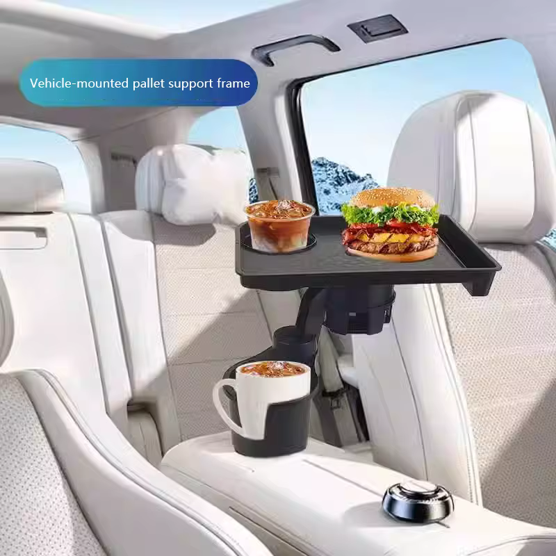 Plateau porte-gobelet de voiture avec double porte-gobelet, table à manger, plateau de nourriture pour voiture, porte-boisson portable et réglable