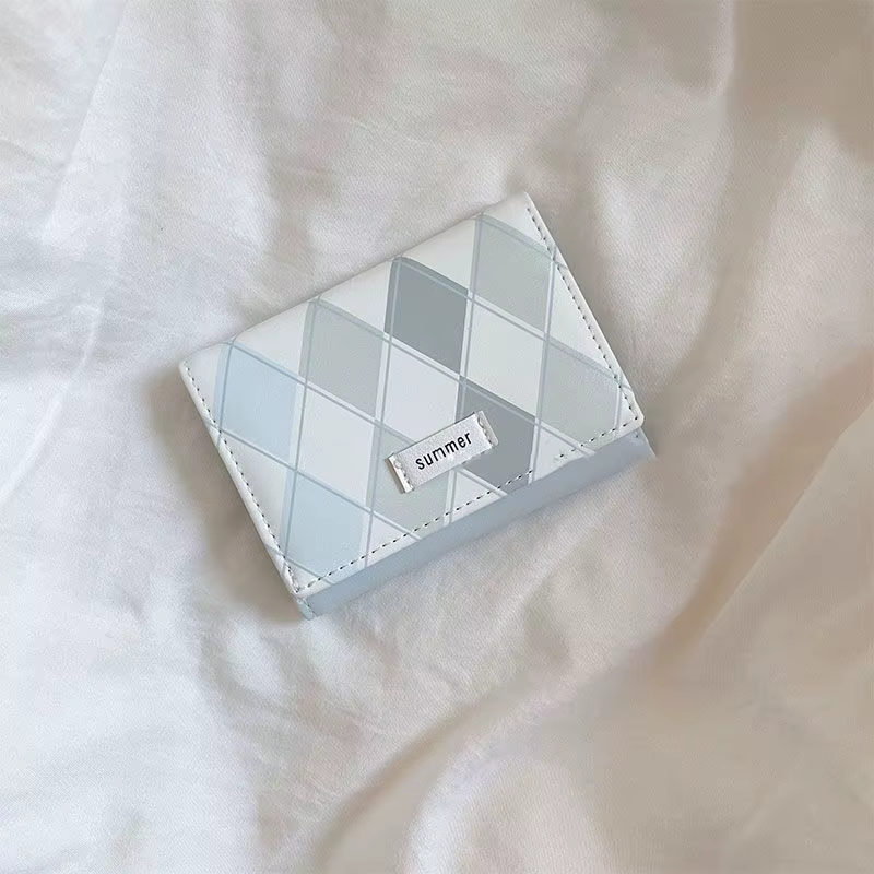 Portefeuille court en cuir PU à motif Argyle