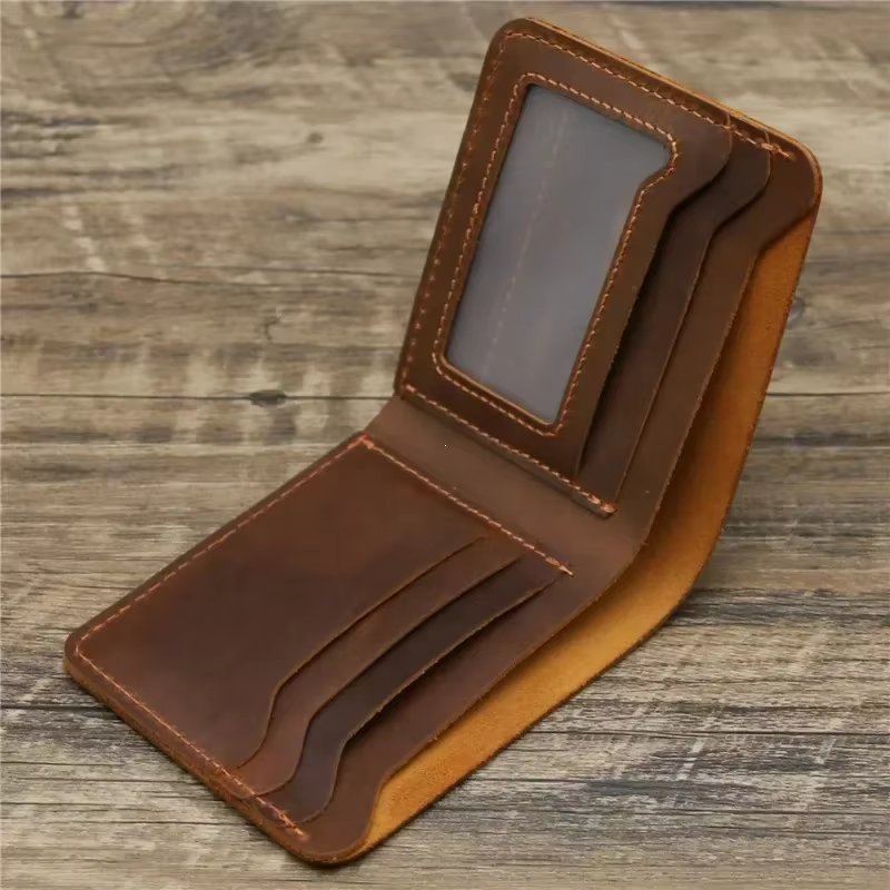 Portefeuille en cuir Crazy Horse pour hommes