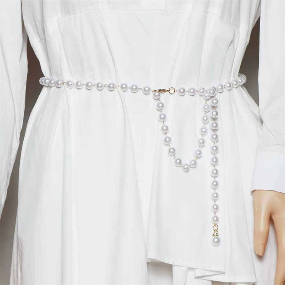 Ceinture de perles blanches pour femmes