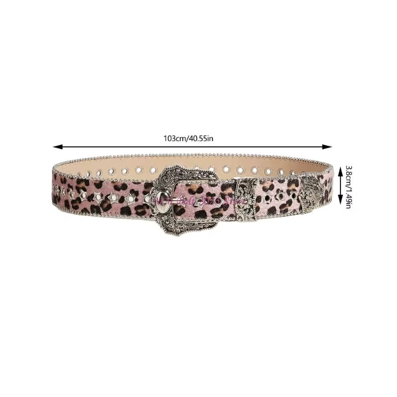 49ME – ceinture imprimée léopard à mode des années avec boucles à ardillon