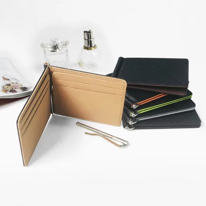Cuir hommes pinces à billets en métal solide portefeuilles crédit Dollar sacs à main porte-monnaie Portafoglio portefeuille pour homme minimaliste porte-carte
