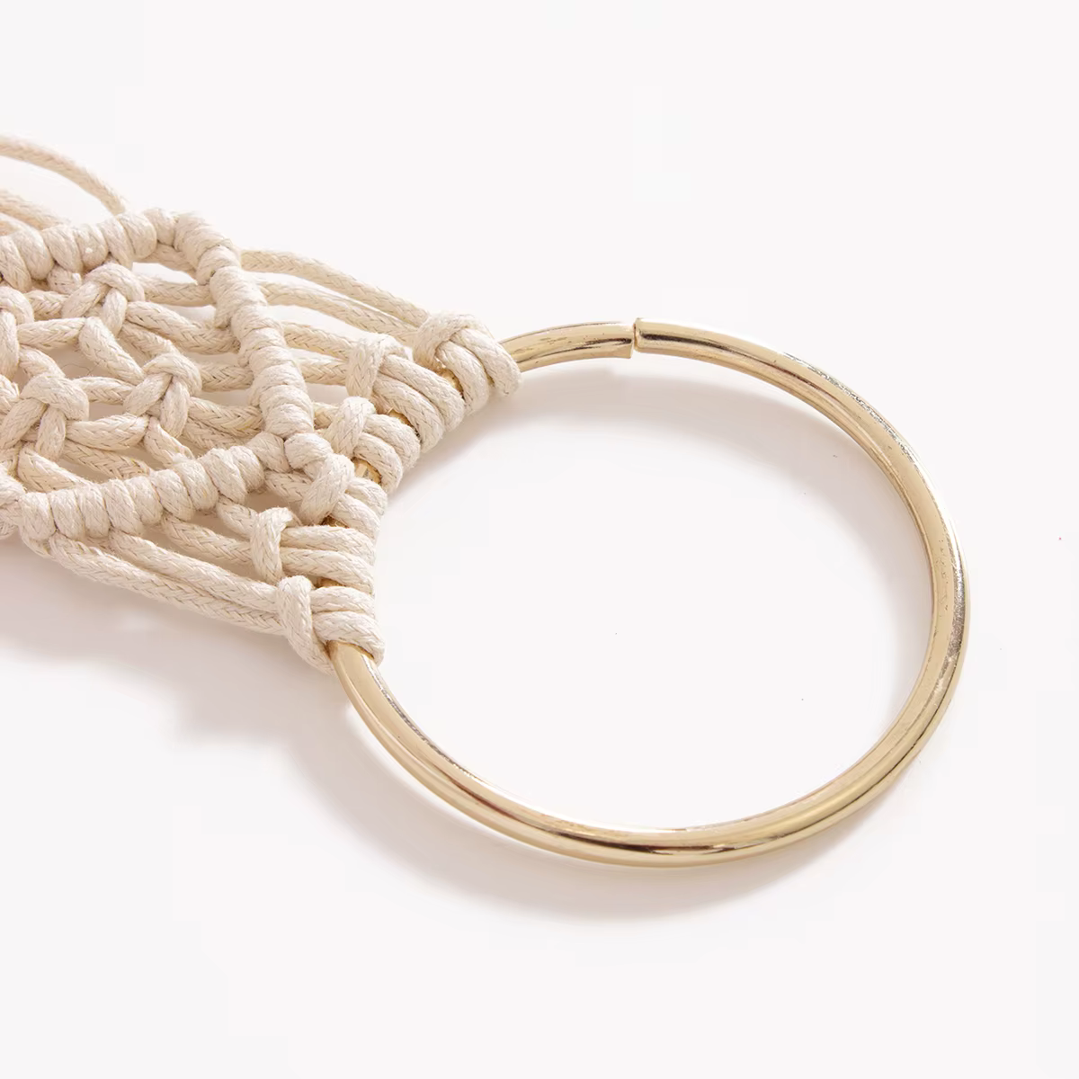 Beige femmes tissé taille ceinture coton Crochet été plage