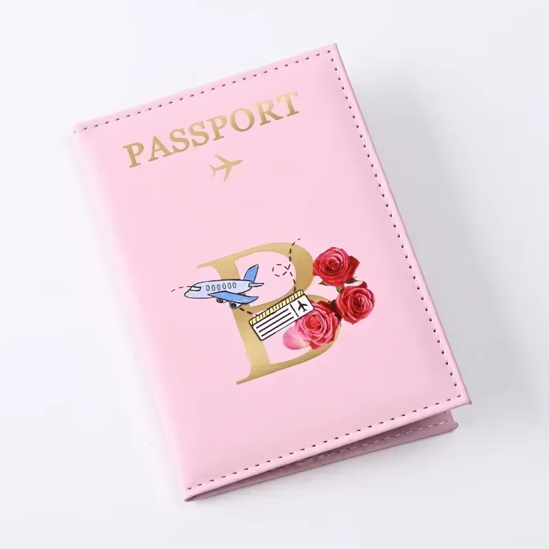 Couverture de passeport en cuir avec lettres imprimées pour hommes et femmes