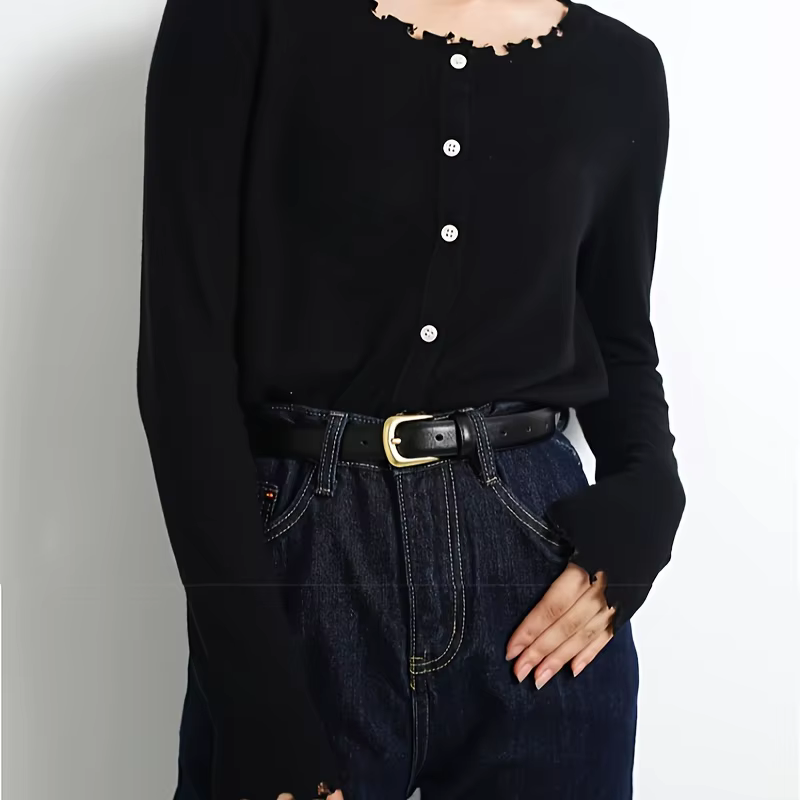Ceinture simple décorative noire pour femmes
