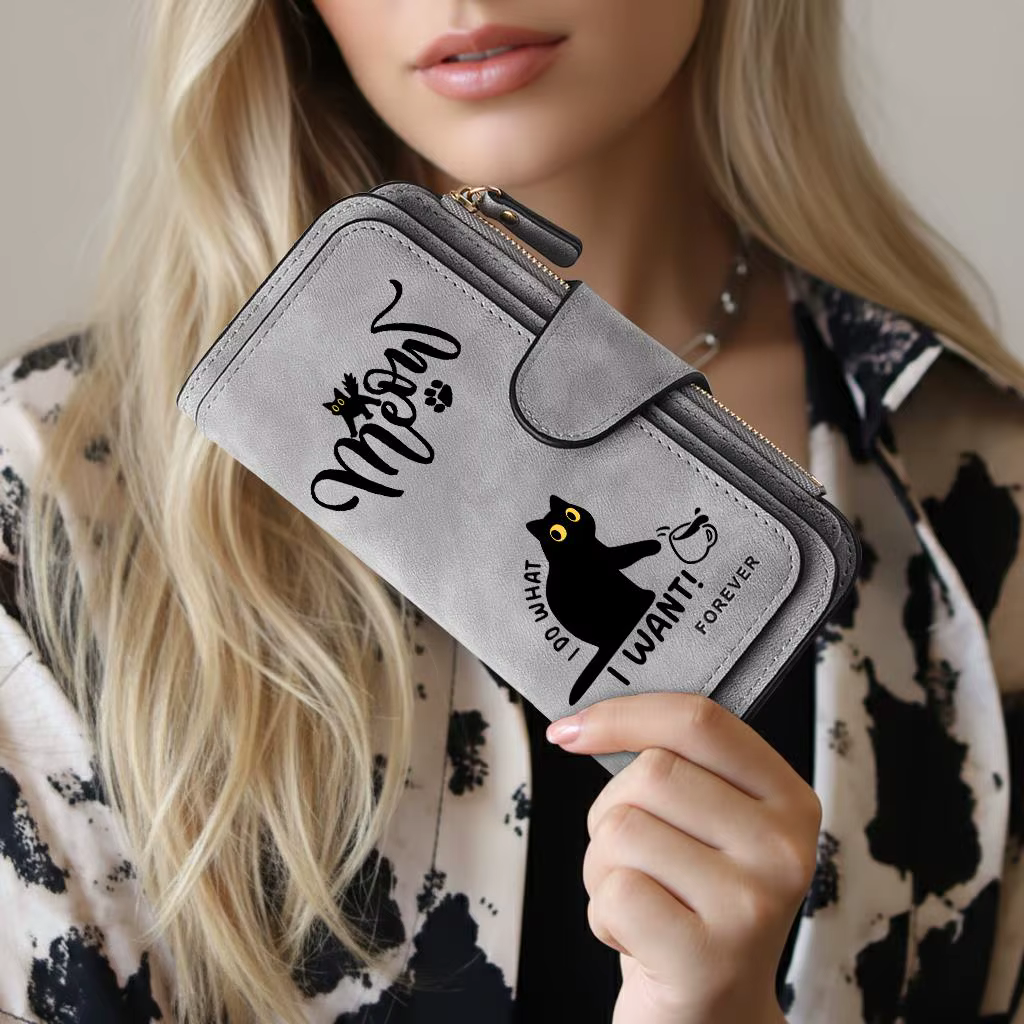 Portefeuille long pour femme Black Cat avec plusieurs emplacements pour cartes
