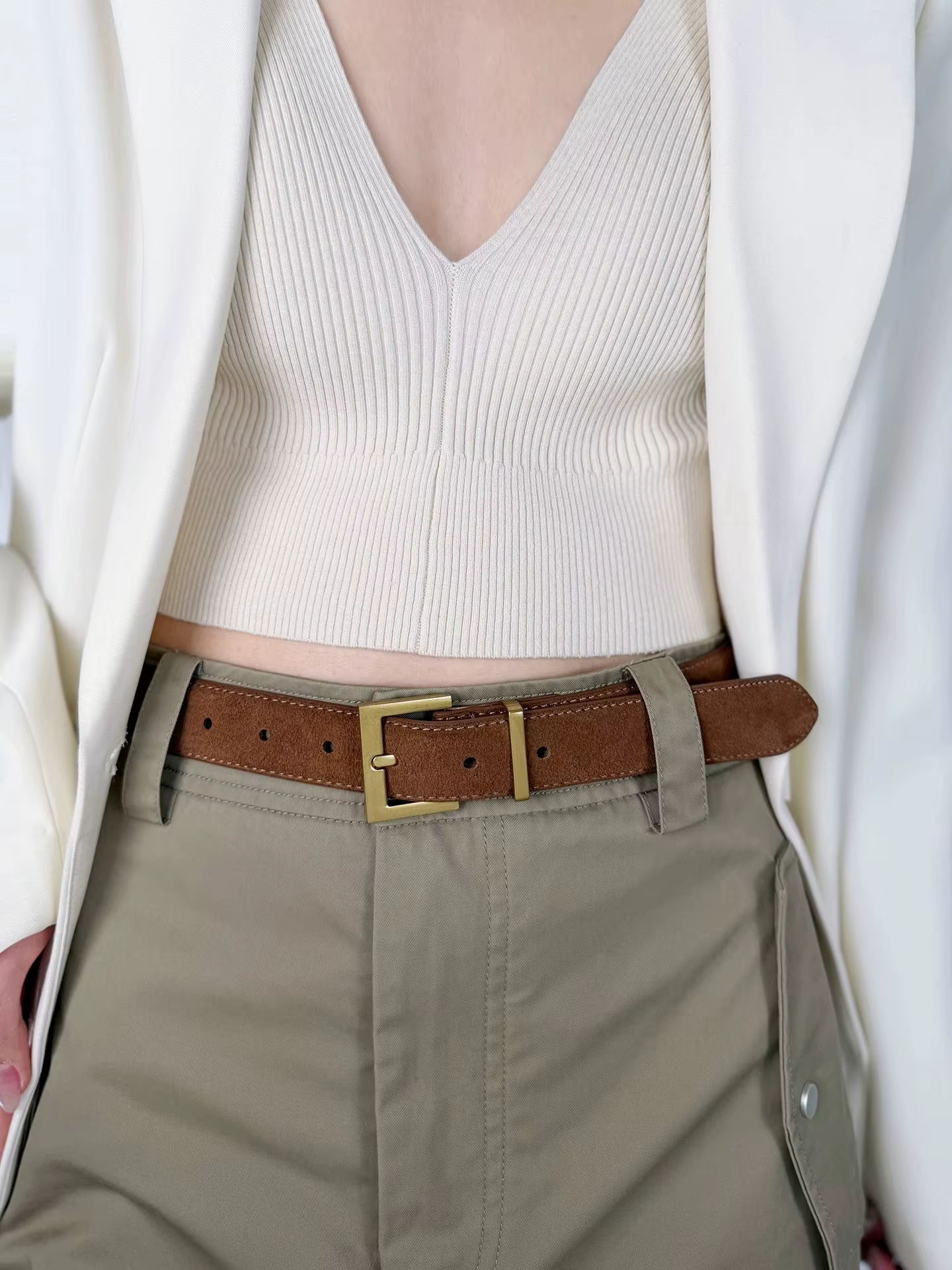 Nouvelle ceinture de luxe en cuir véritable double pour femme