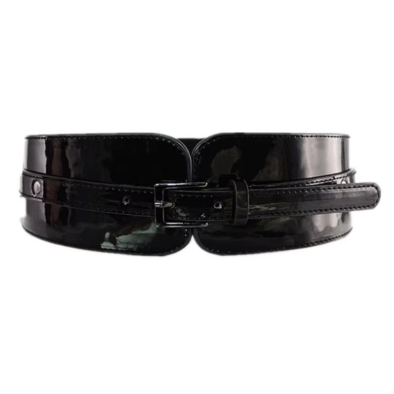 Ceinture large en cuir verni pour femme